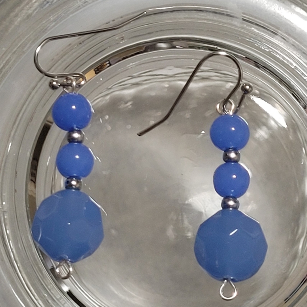 Chic Blue Beaded Earrings